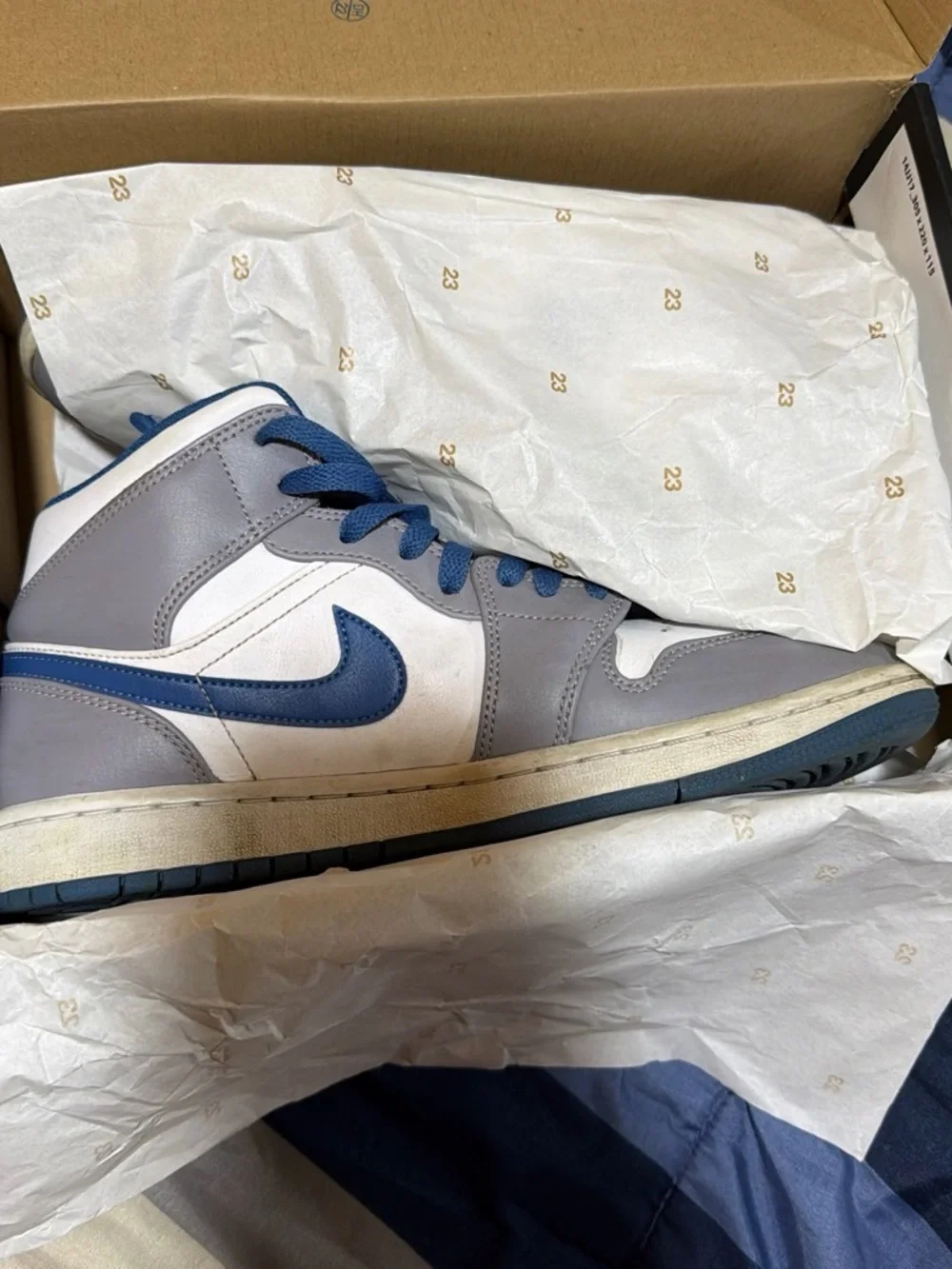 Jordan 1 Mid Cement True Blue